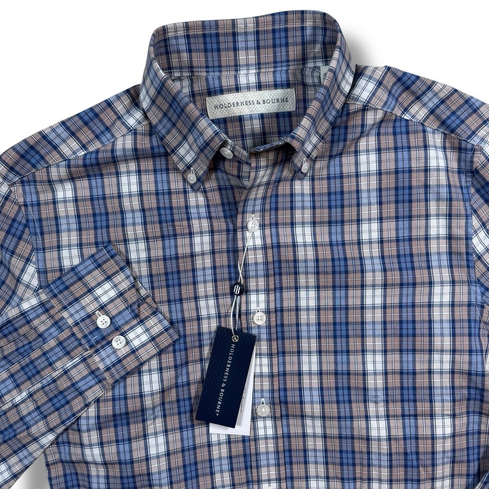 Holderness & Bourne Shirt Mens Medium The Andrews Tailored‎ Fit Stretch Plaid